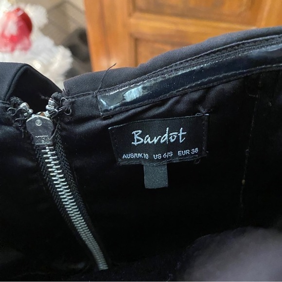 Bardot Australia revolve black strapless zipper back bodycon flutter dress 6 - Picture 3 of 4